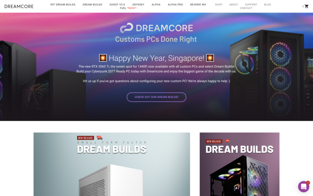 Dreamcore’s Official Website (last taken during the New Year)