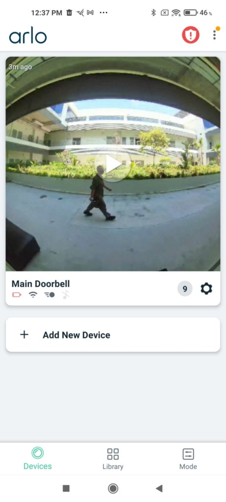Arlo Essential Wire-Free Video Doorbell: App interface