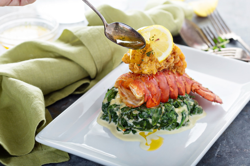 Dream Cruises: Fried Lobster Tail With Cremy Spinach And Lemon