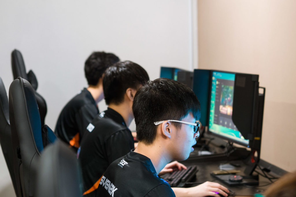 Gamers using a computer