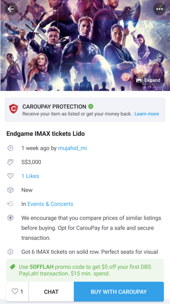 endgame - carousell