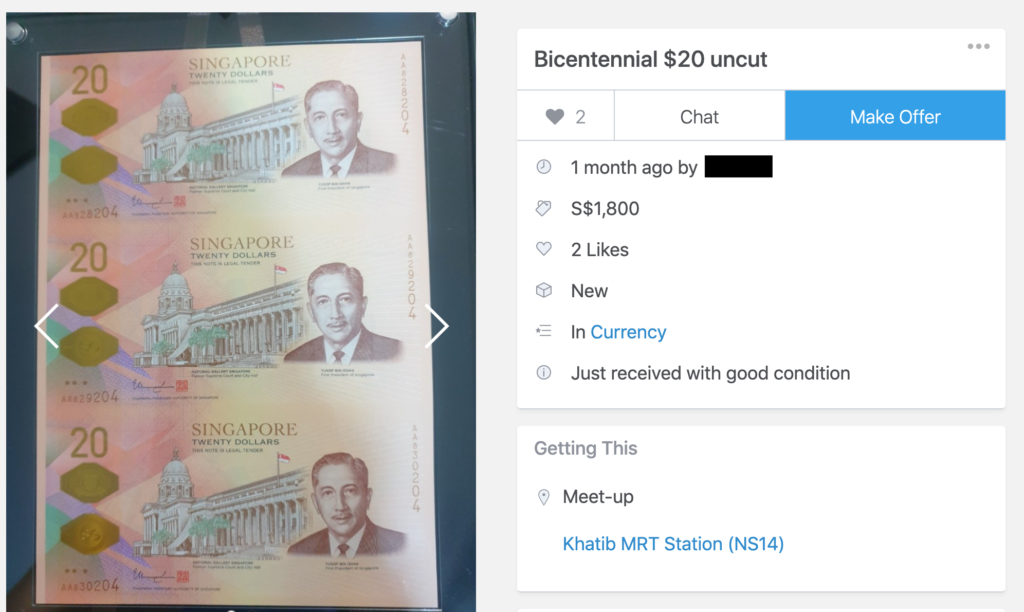 Bicentennial 2019: MAS $20 Notes on Carousell