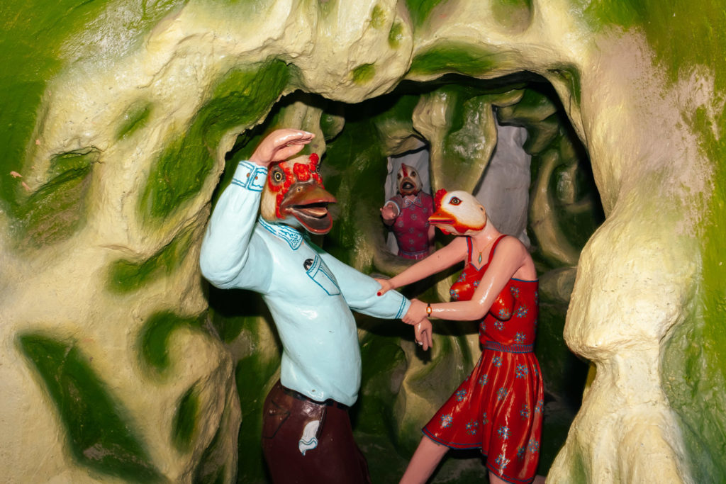 Haw Par Villa: Chicken-headed sculptures