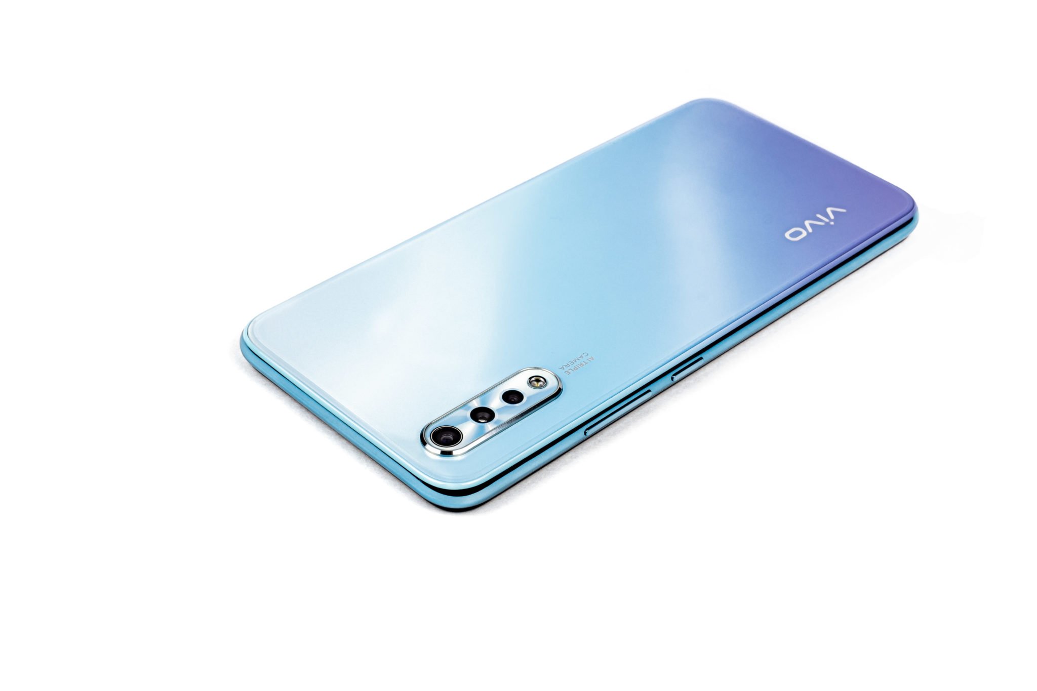The pale blue gradient back of the Vivo S1