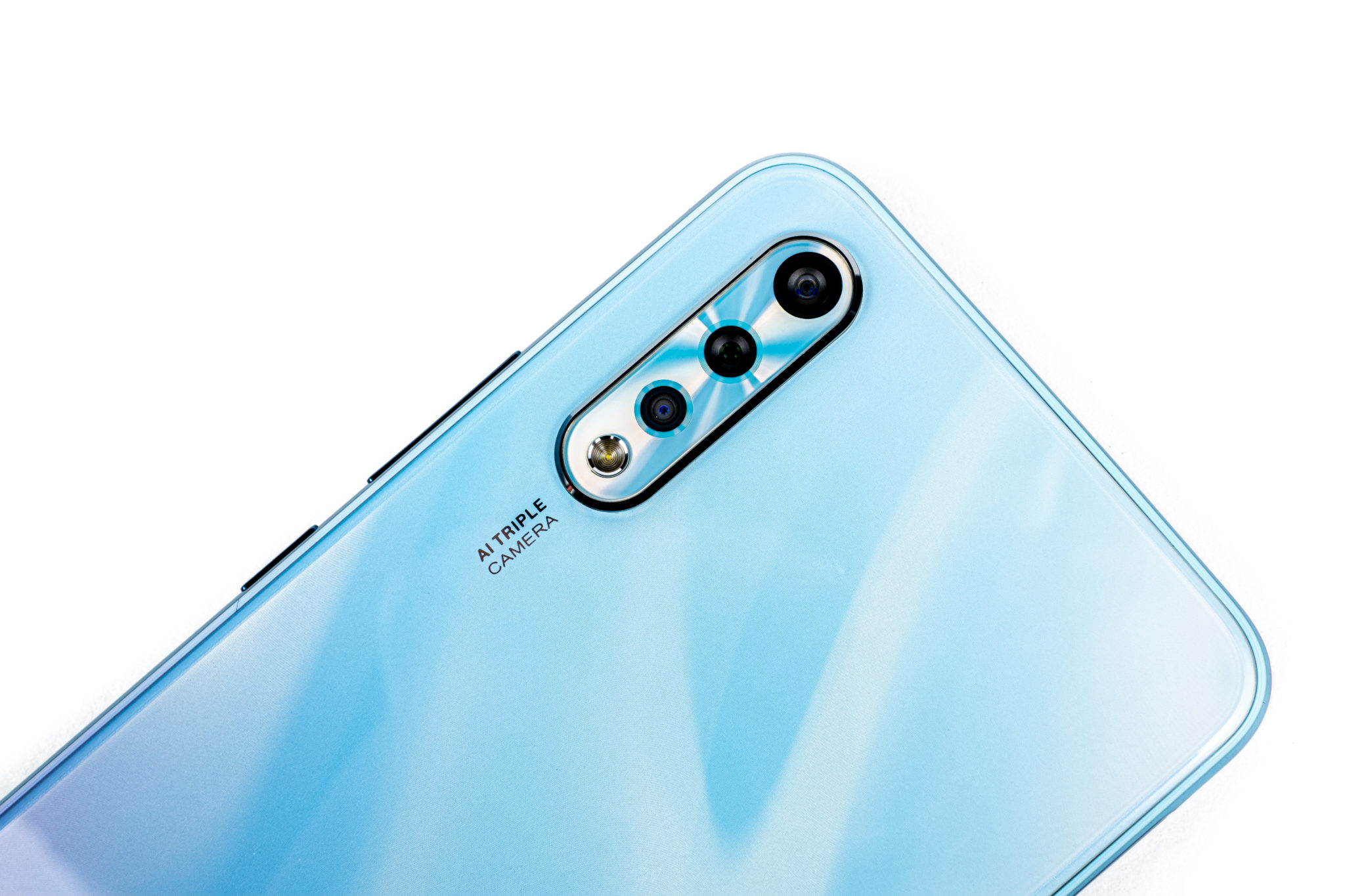 A close-up of the triple camera module on the back of the Vivo S1