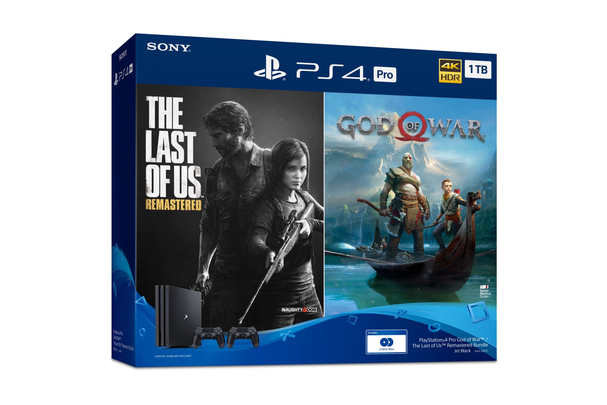 The PS4 Pro bundle box with The Last of Us Remastered and God of War