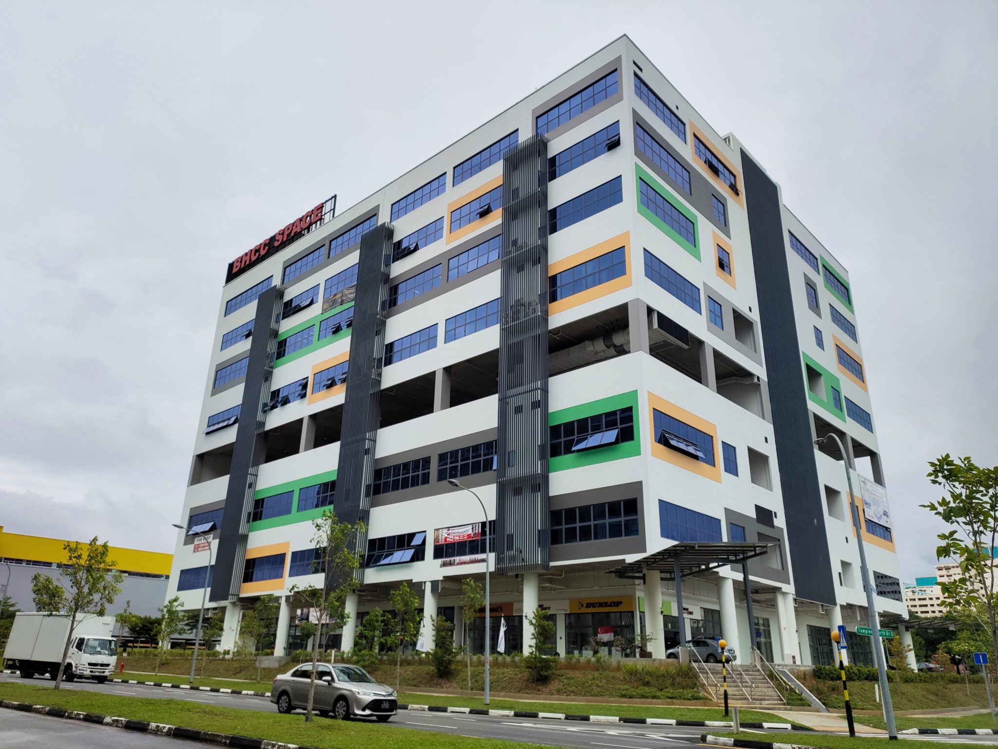 The same building filling the frame in an ultra-wide shot