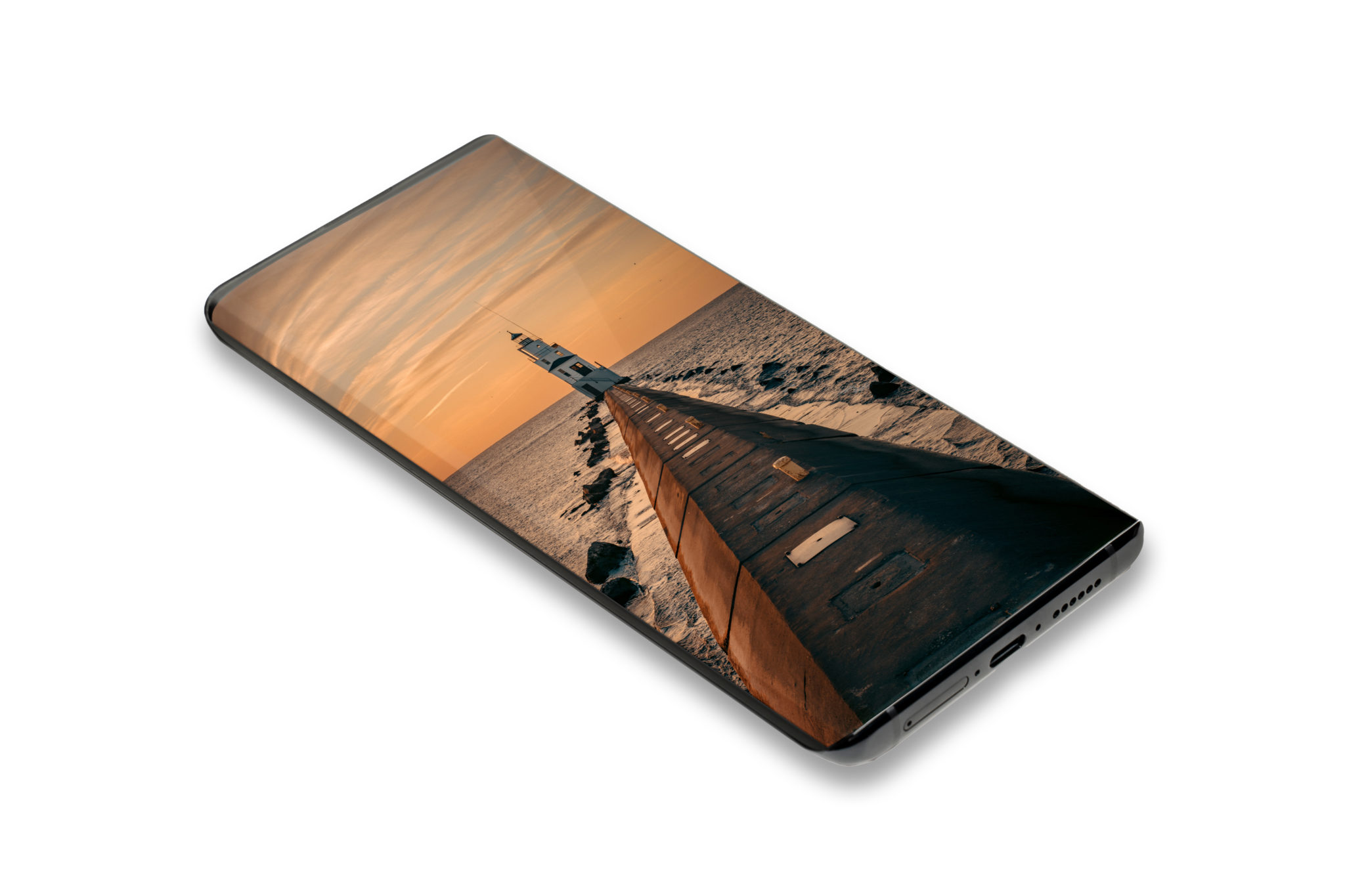 The curved waterfall display of the Vivo Nex 3 showing a wallpaper