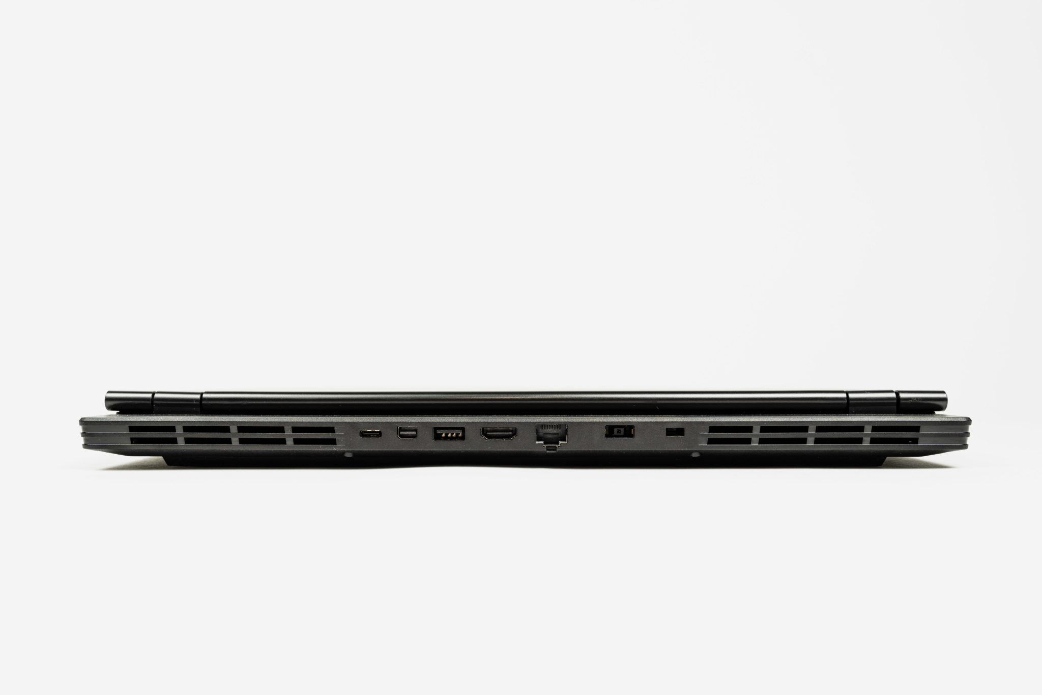The rear of a Legion laptop showing its exhaust vents and ports