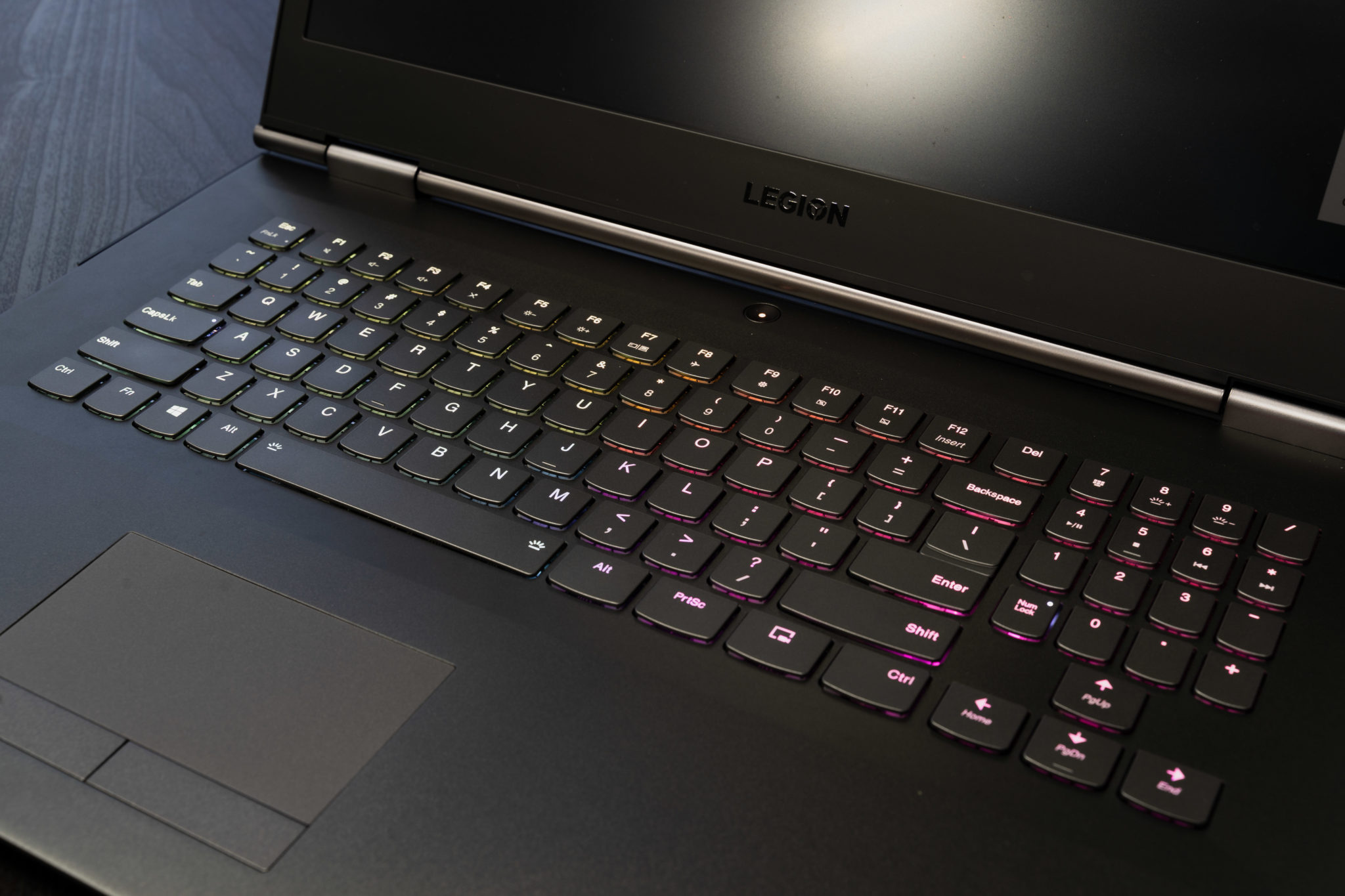 The multicolour RGB keyboard of the Legion Y740
