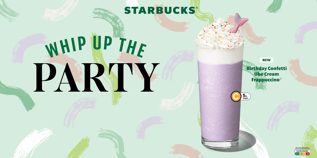 Starbucks SG60 Starbucks Birthday Confetti Ube Cream Frappuccino Blended Beverage