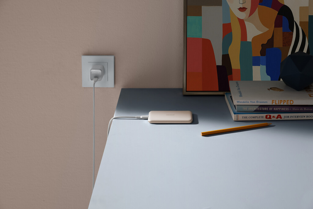 Anker Nano Wireless Power Bank (A1665) charging on your desk