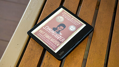 Kobo Libra Colour with The Sympathizer e-Book Cover