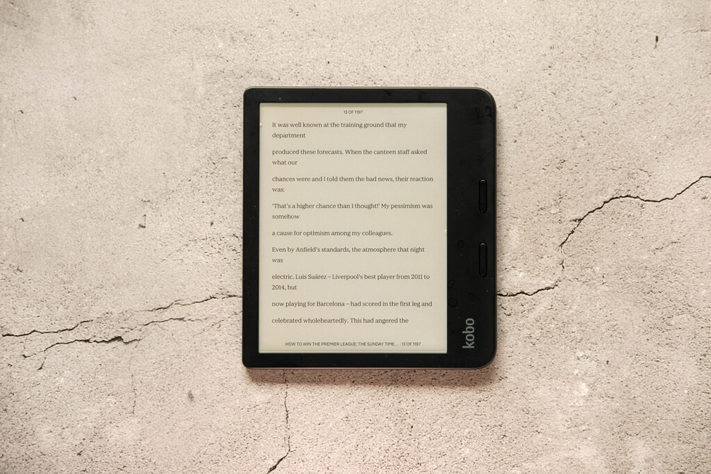 Kobo Libra Colour with an e-book open from a MOBI file format