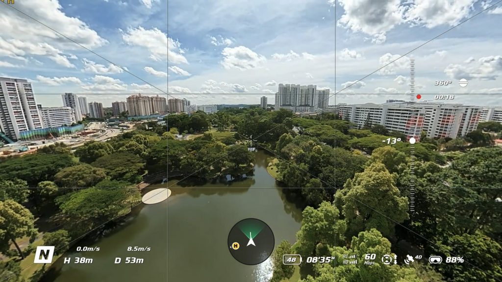 DJI Avata 260 Goggle View UI of a Park
