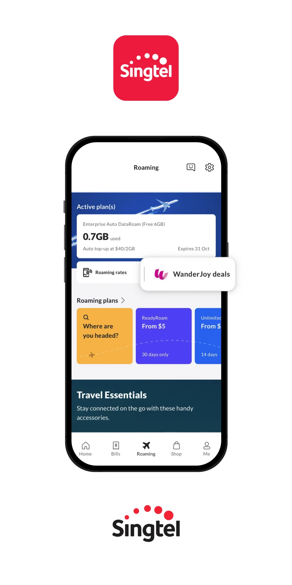 WanderJoy Singtel App Splashscreen