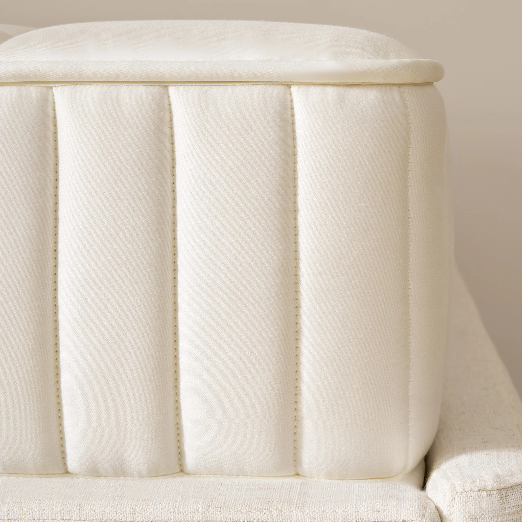 Close view of the Ayrie Mattress showing quilted vertical channel stitching