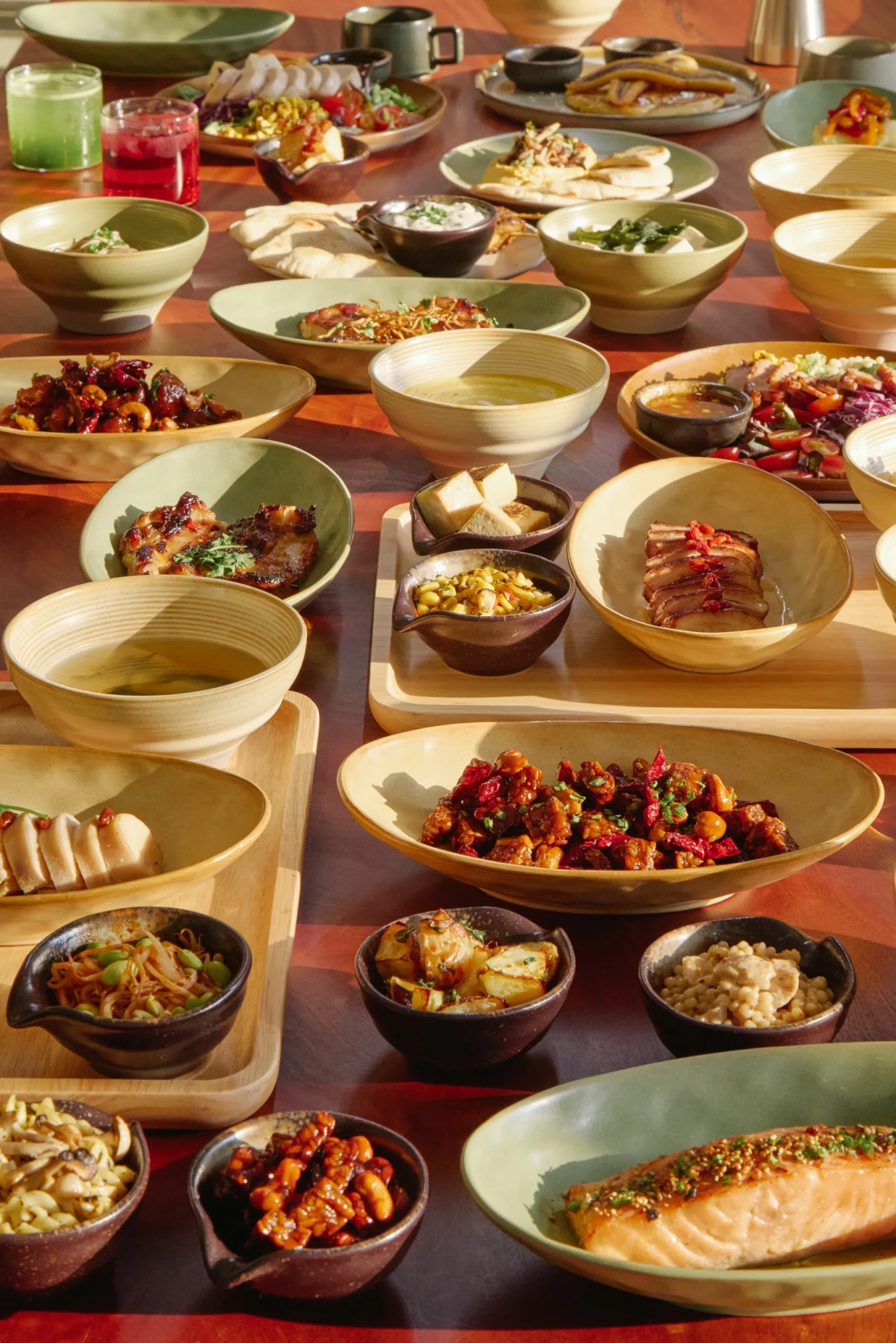 Shared Table's Nourish Plate arranged in ceramic bowls, reflecting the Ichiju Sansai principle