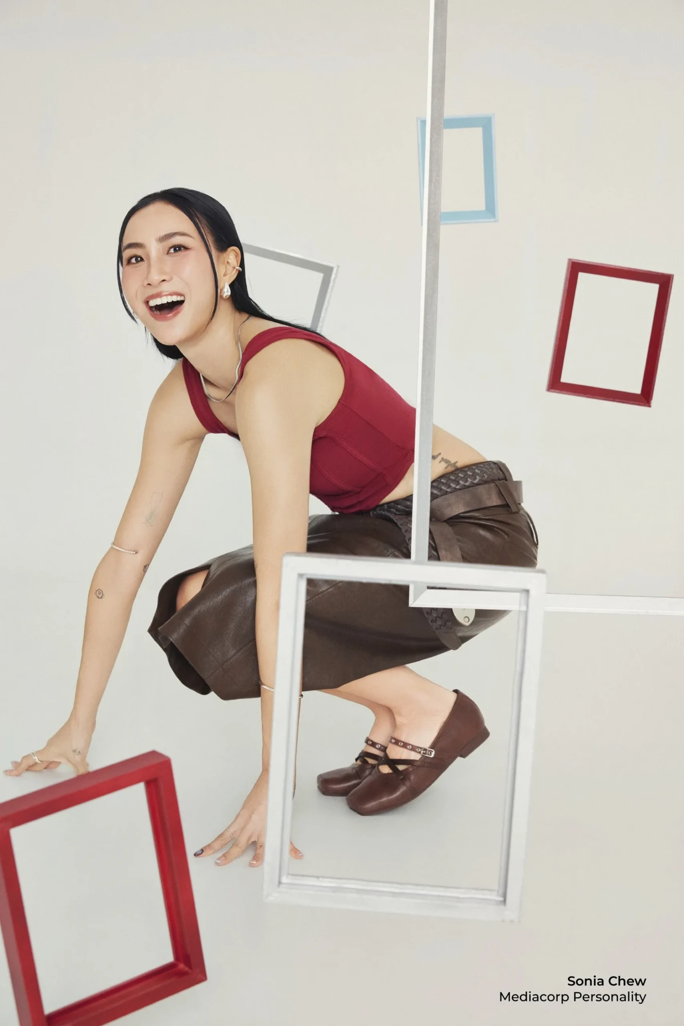 Sonia Chew with shoes from the On Air. Off Air. On Point collection