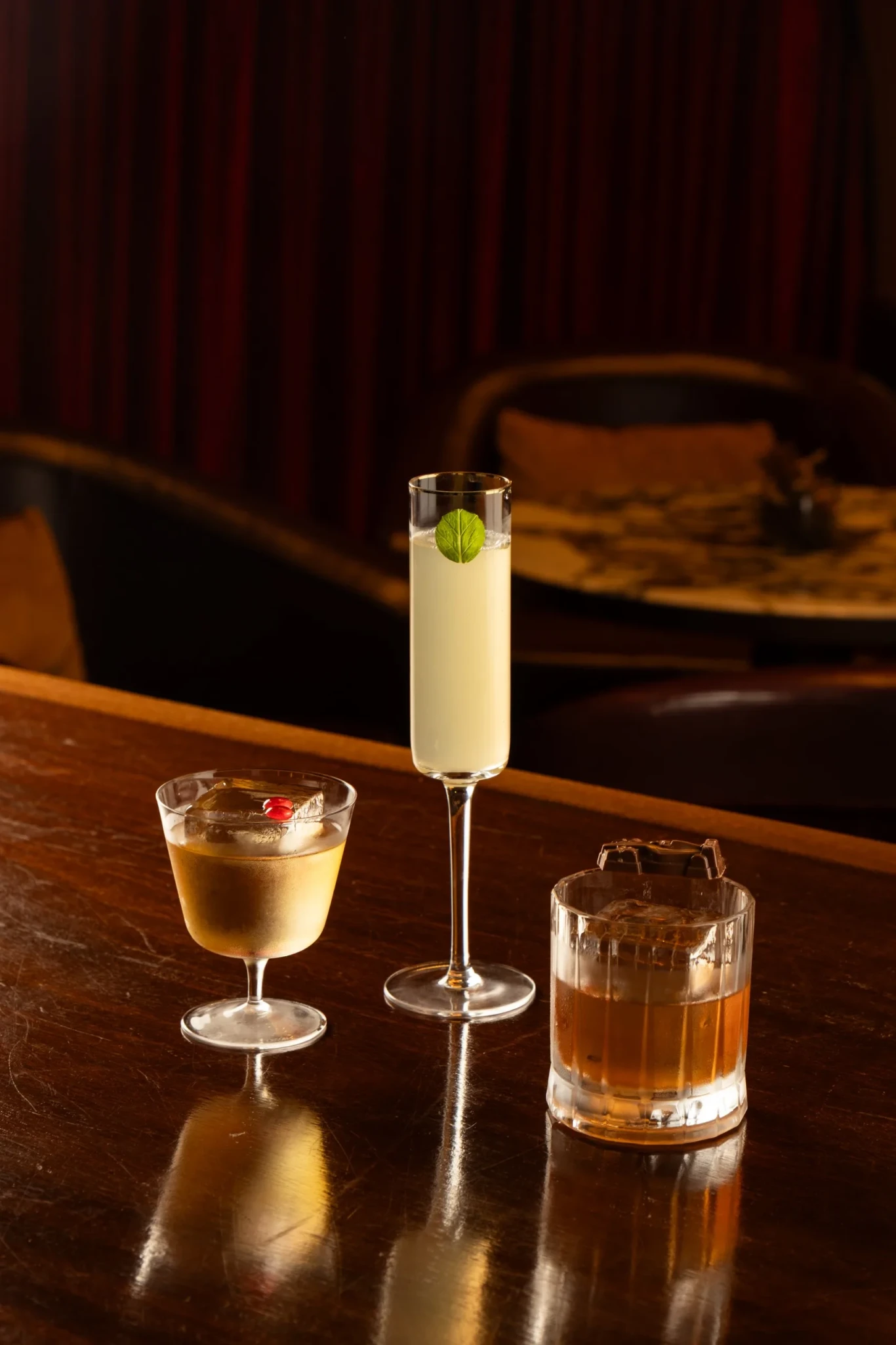 Race-inspired cocktails at ANTI:DOTE, including the smoked-oak