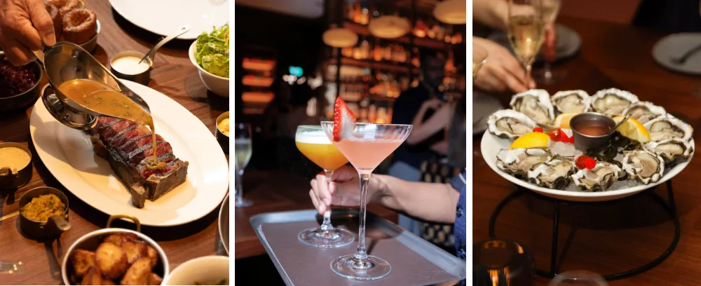 Wood-fired steaks, cocktails and oysters laid out at Stags Head Steakhouse