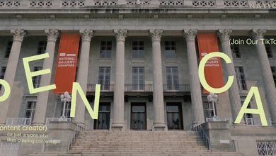 National Gallery Singapore facade with the TikTok Creative Residency open call graphic