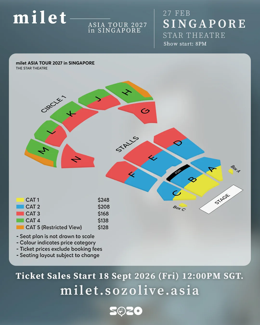 Seating plan for milet ASIA TOUR 2027 at The Star Theatre