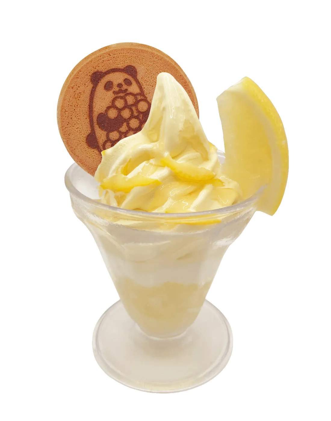 Pokémon-themed soft serve topped with a golden printed cookie
