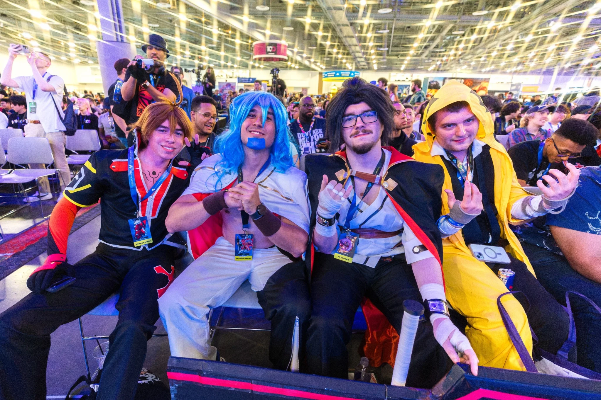 Cosplayers dressed as fighting game characters at an Evo event