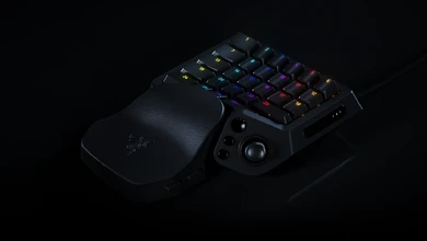 Razer Tartarus V2 Pro gaming keypad with illuminated programmable controls and thumbstick