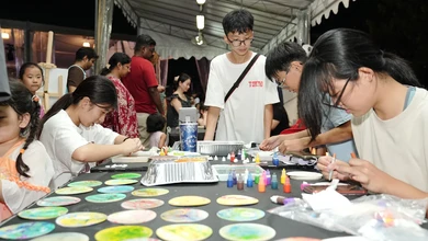 Residents working on hands-on watercolour art-making at PAssionArts Festival 2026's Mid-Autumn celebration