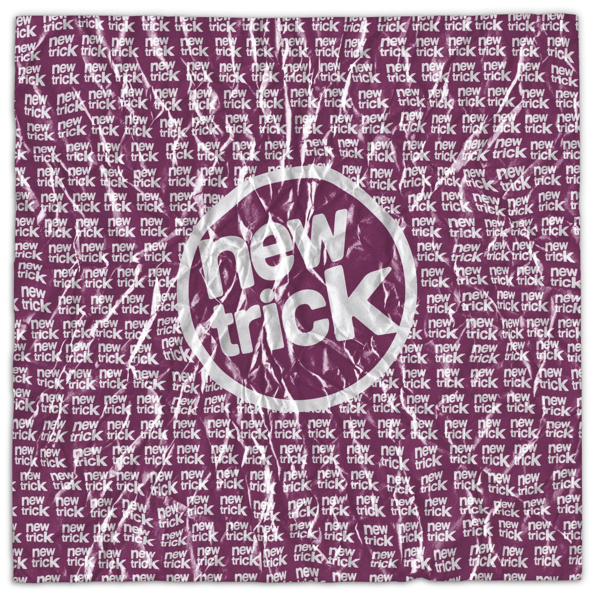 Single cover art for ROSÉ's new trick, white circular text on a repeating purple pattern