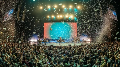 HAIM perform at All Things Go Festival as confetti falls
