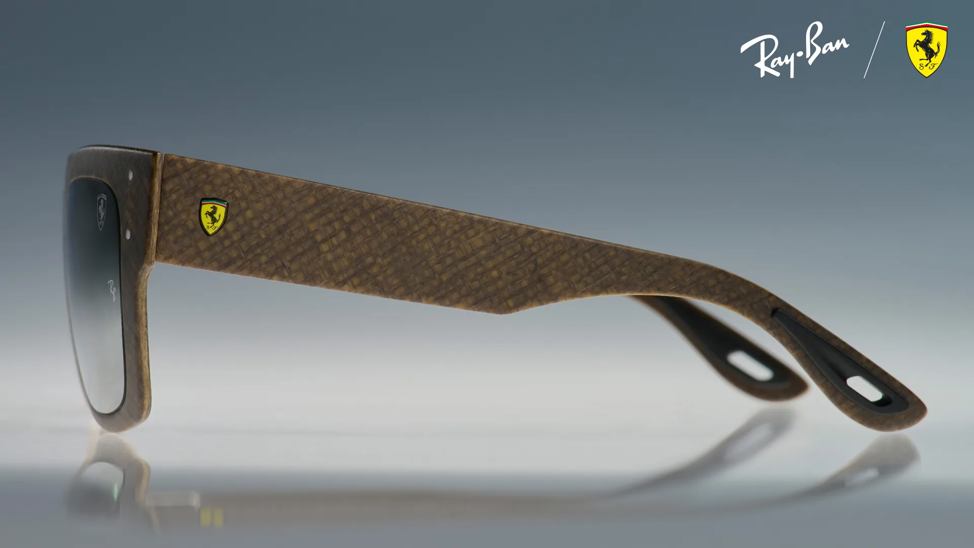 Ray-Ban for Scuderia Ferrari Flax Fiber Limited Edition sunglasses with textured frames and dark gradient lenses