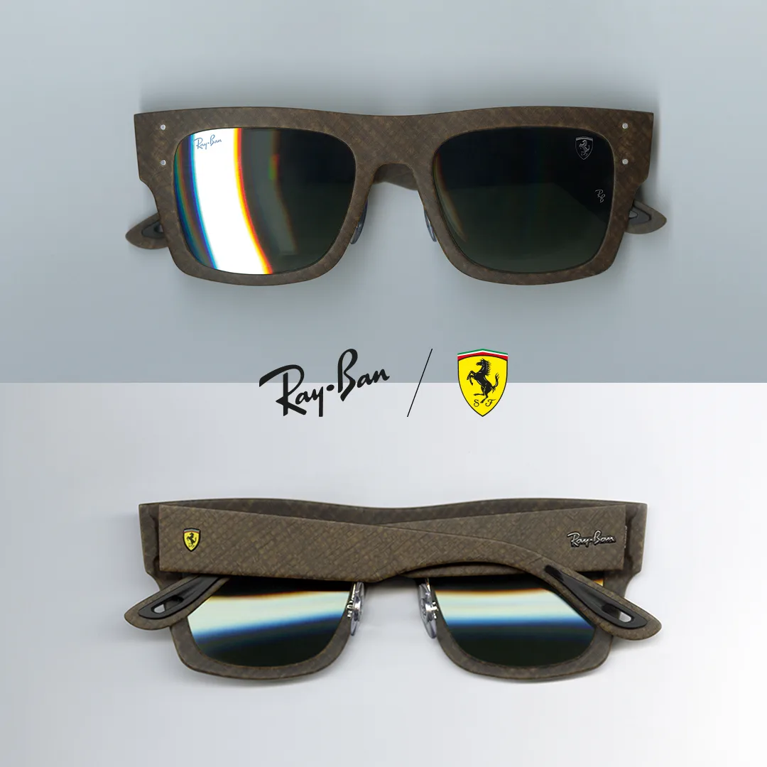 Ray-Ban for Scuderia Ferrari Flax Fiber Limited Edition sunglasses in brown with a matching case