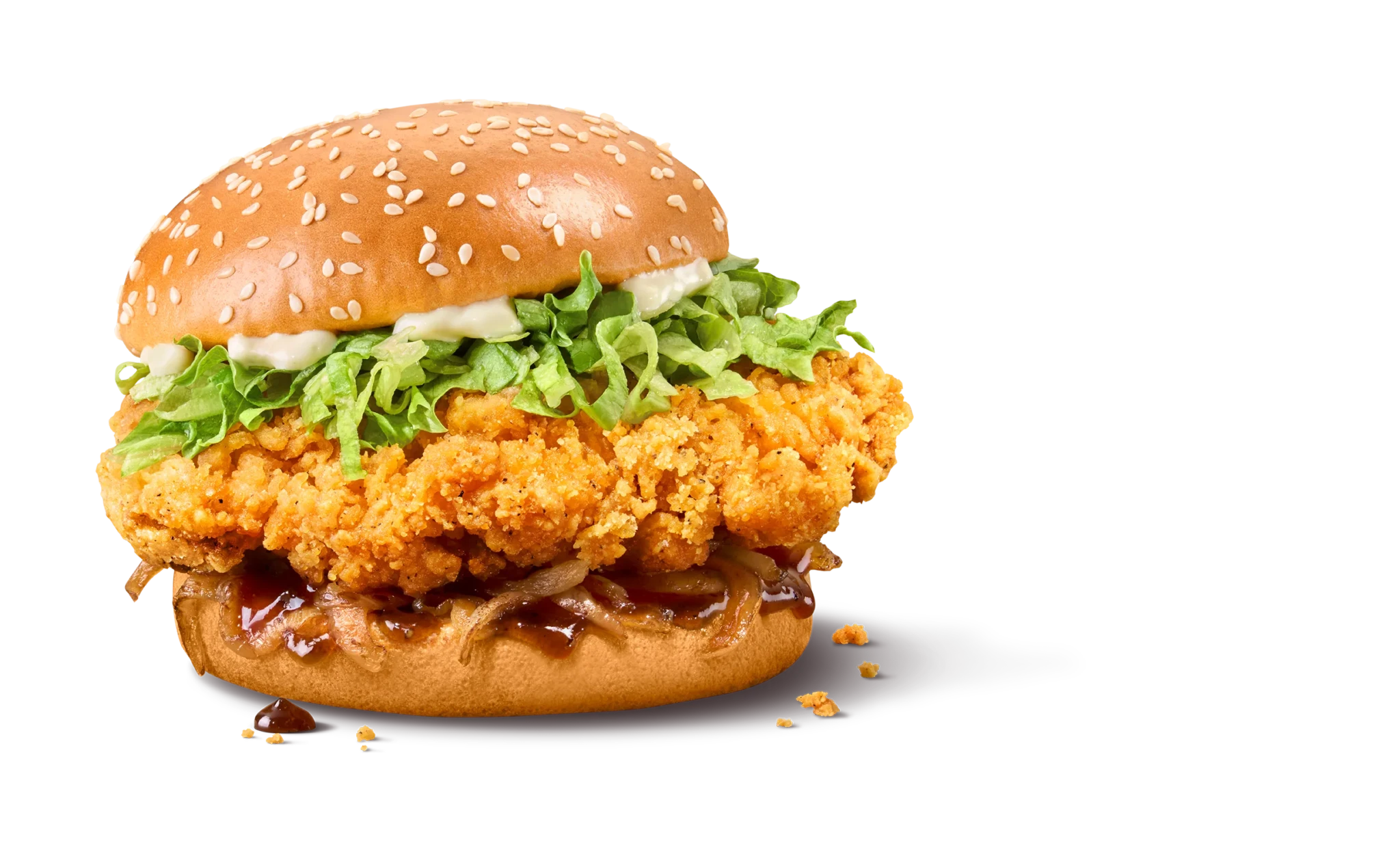 Spicy Bulgogi Chicken Burger with crispy chicken patty, bulgogi sauce and lettuce