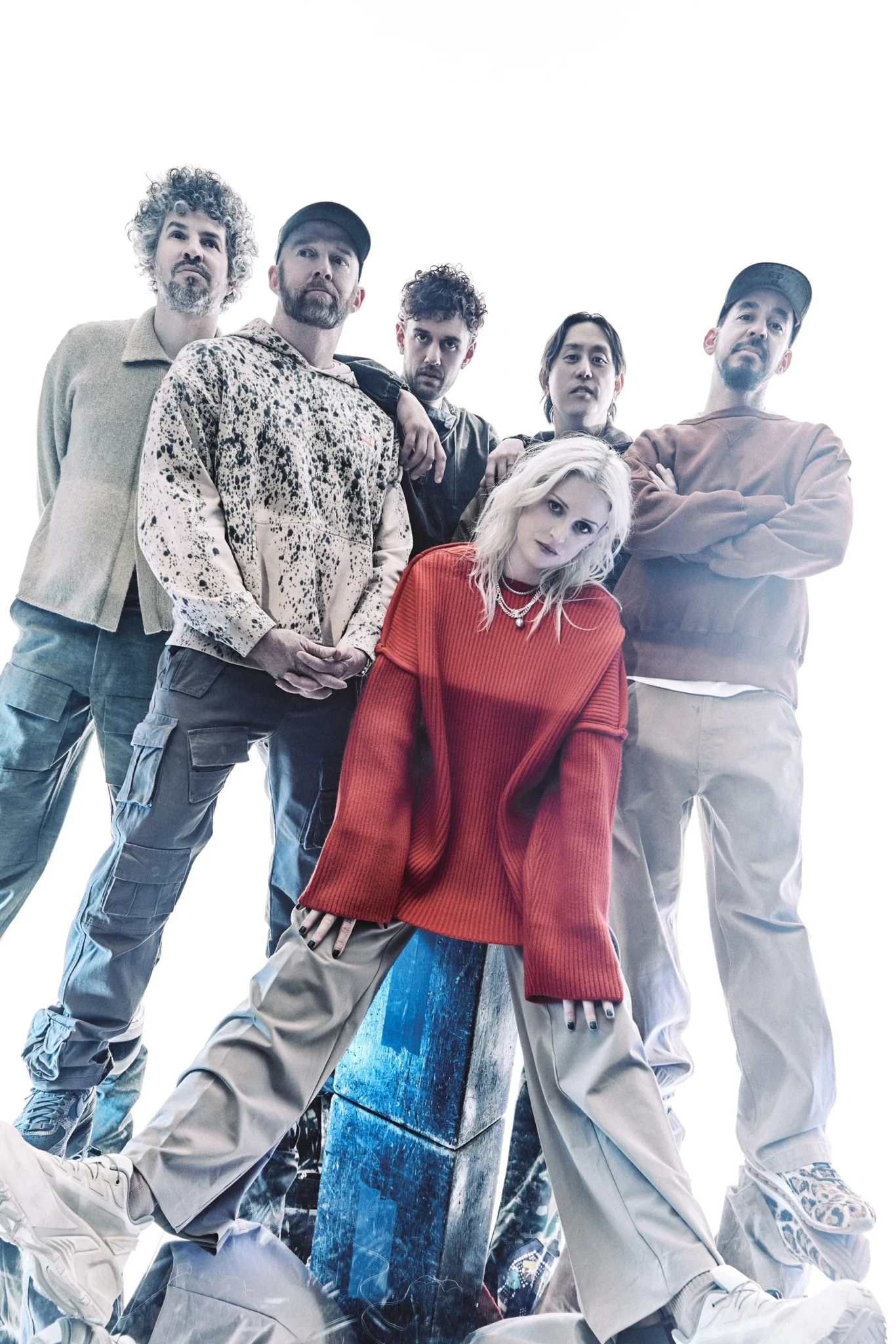 Linkin Park posed for a promotional group portrait