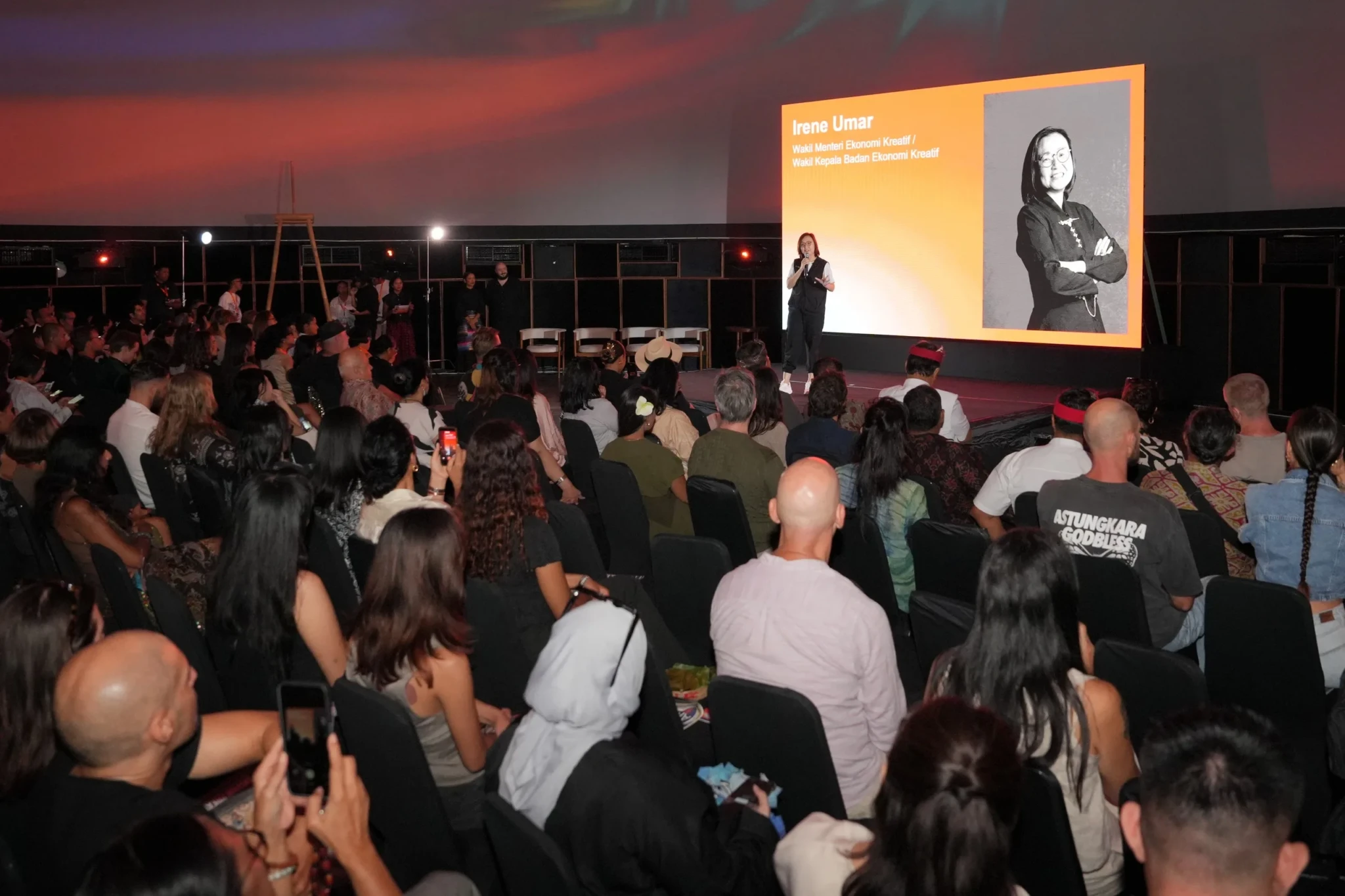 Vice Minister of Creative Economy Irene Umar speaking at the opening of Art & Bali 2026