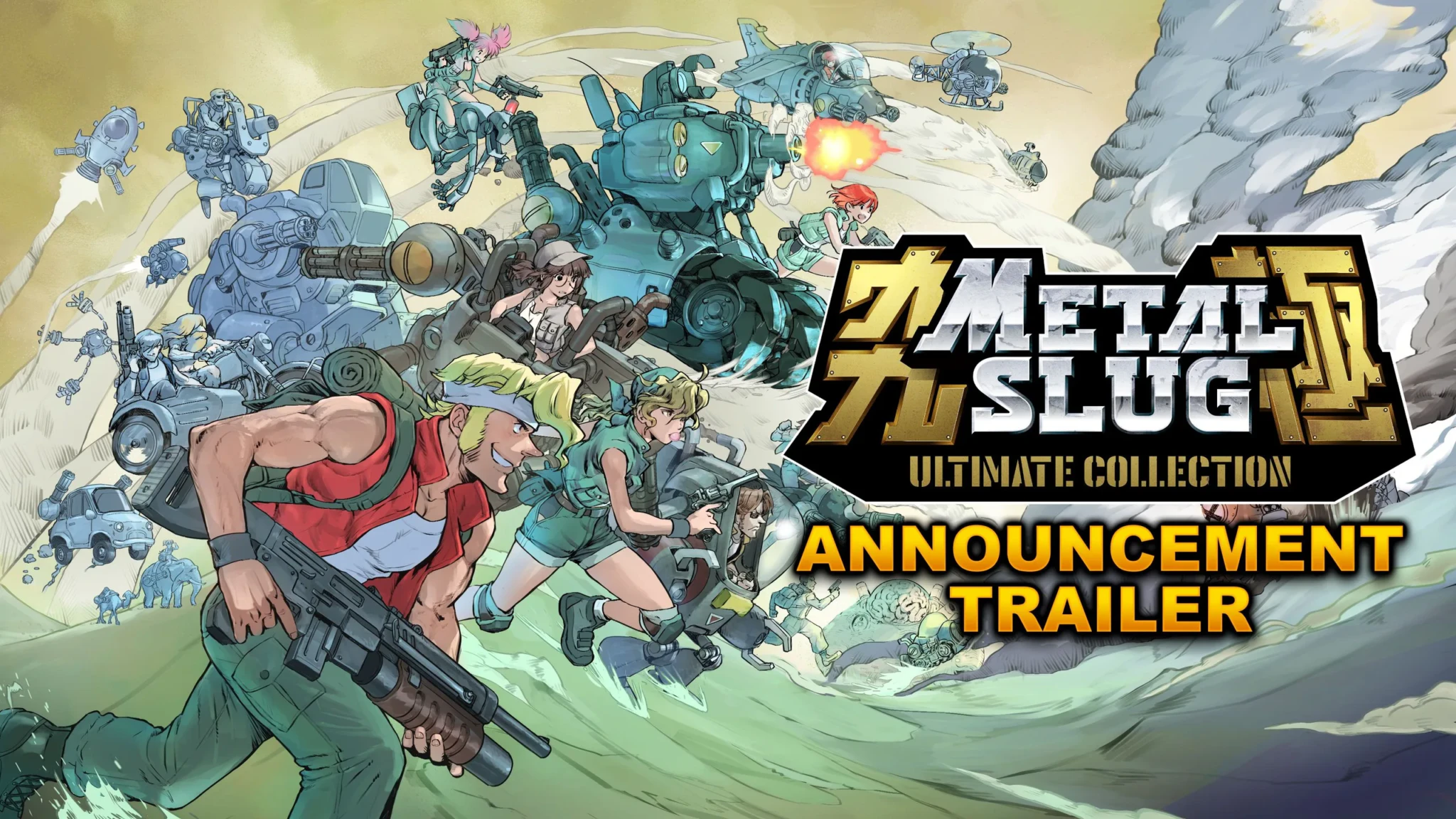 Metal Slug soldiers and robots in action in the Ultimate Collection announcement artwork