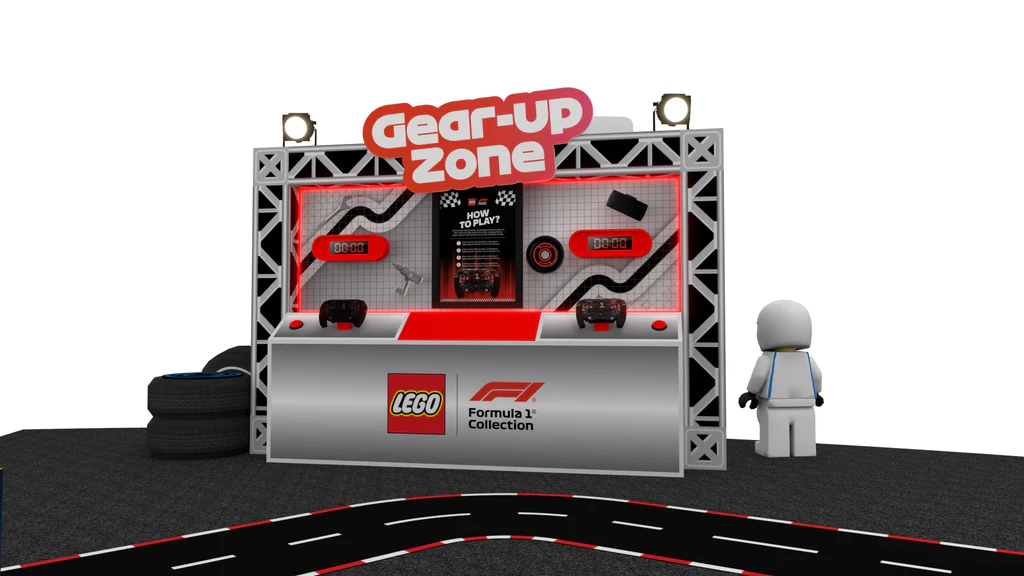 The Gear-up Zone challenge station at the LEGO F1 Experience the Thrill event at Suntec City
