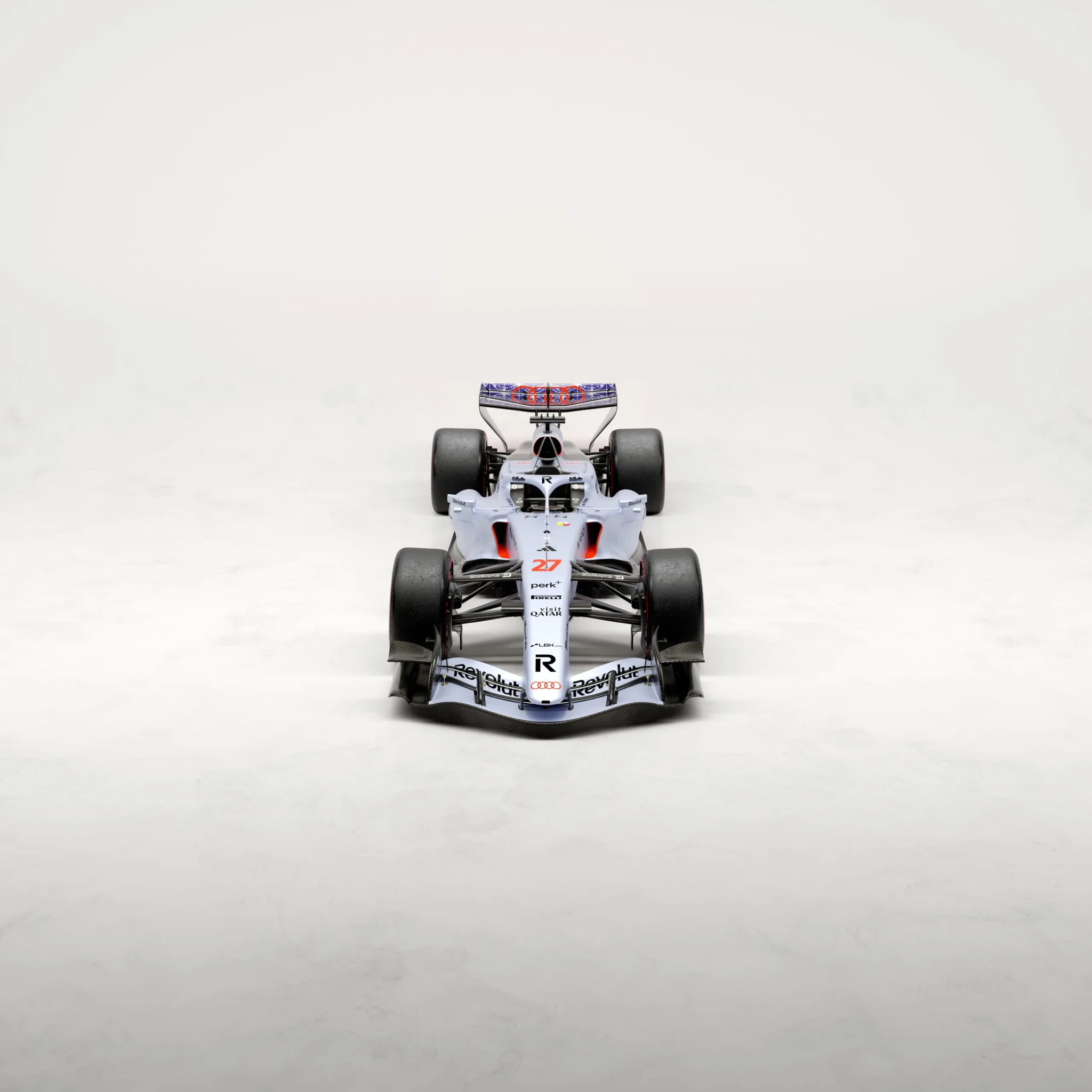 The Audi R26 in its Singapore livery photographed from above