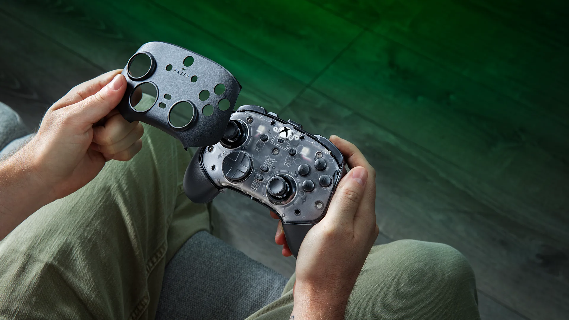 The Razer Wolverine V4 Pro and Razer Wolverine V4 Tournament Edition controllers held side by side
