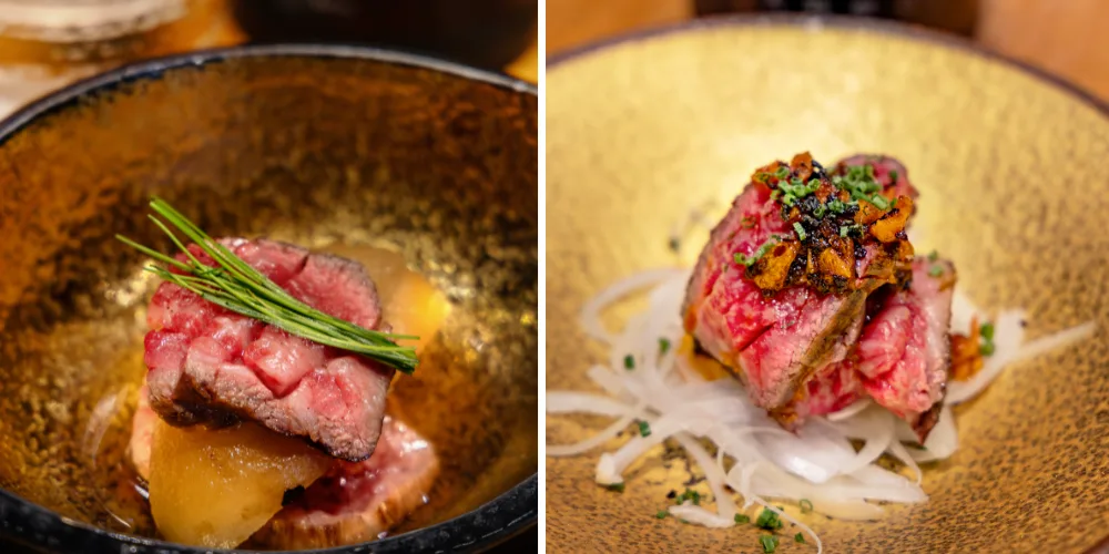 Kansai-Style Wagyu Ribeye Sukiyaki in a bowl at Fat Cow