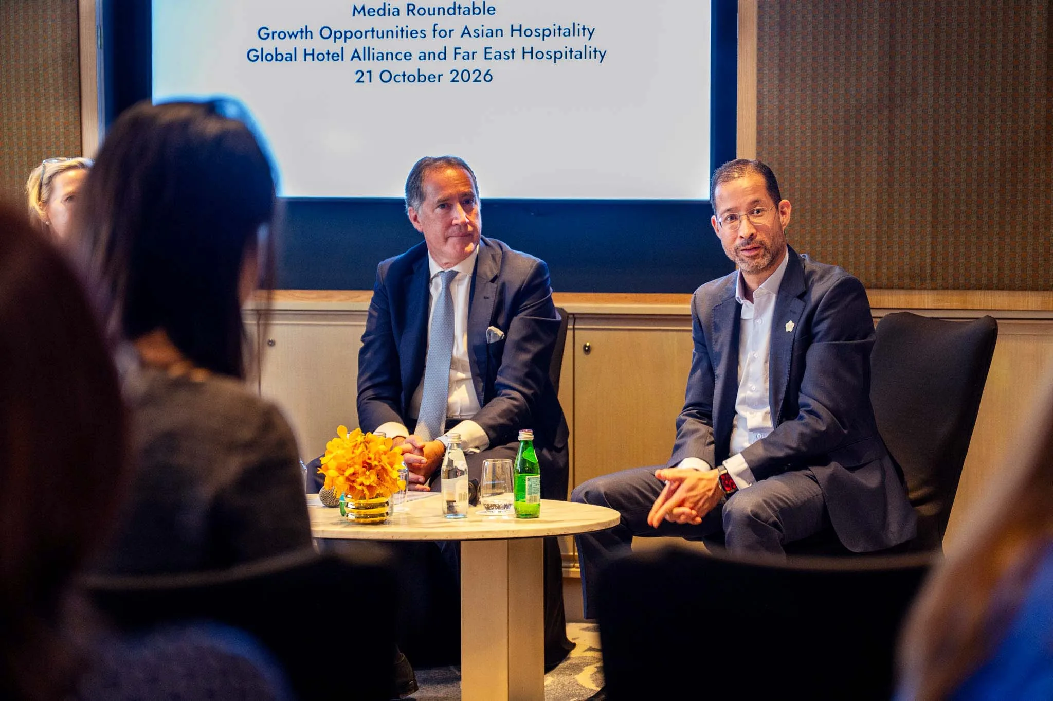 Hartley and Rohner at the media roundtable at the Fairmont Singapore.