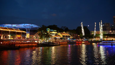 Clarke Quay at night, in a 2015 photograph.