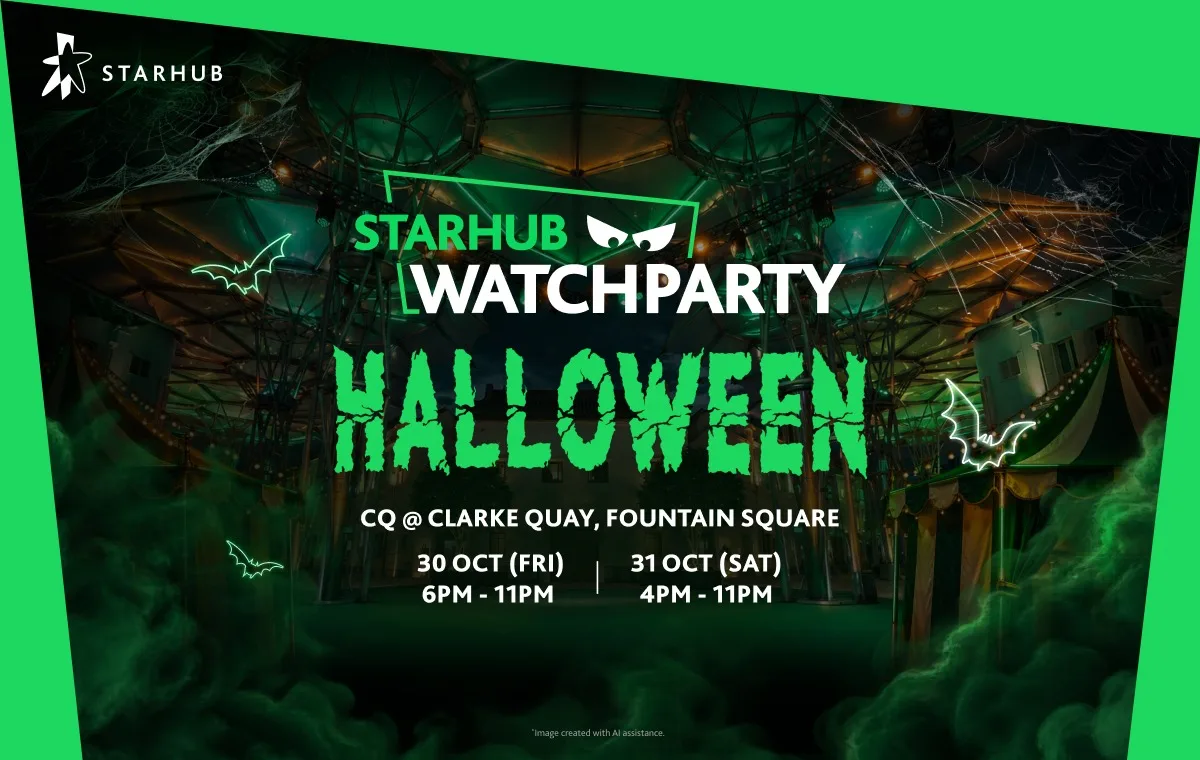 StarHub WatchParty Halloween Edition key visual for CQ @ Clarke Quay Fountain Square