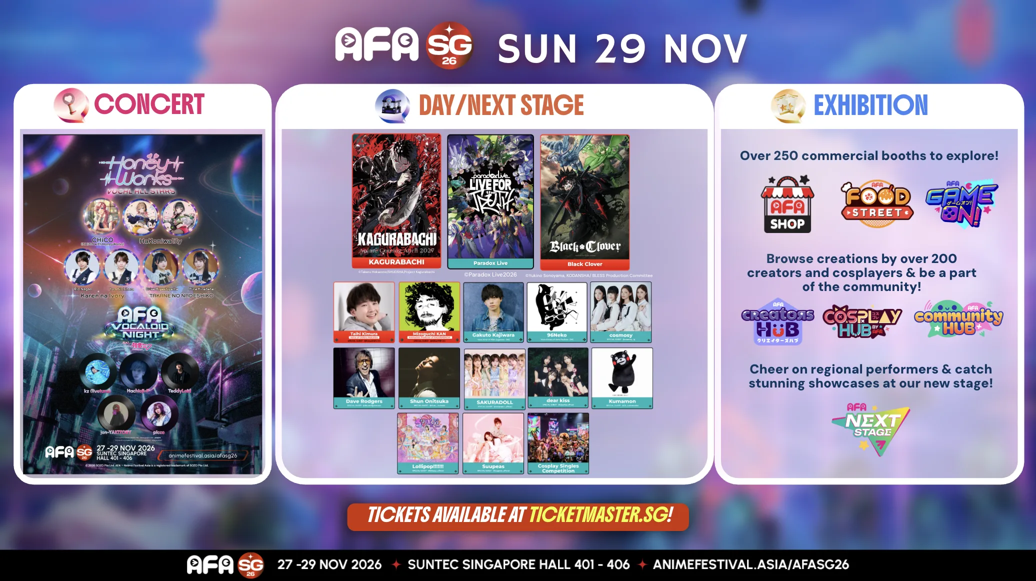AFASG26 programme overview for Sunday 29 November