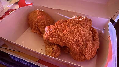 Two spicy McCrispy pieces in the box