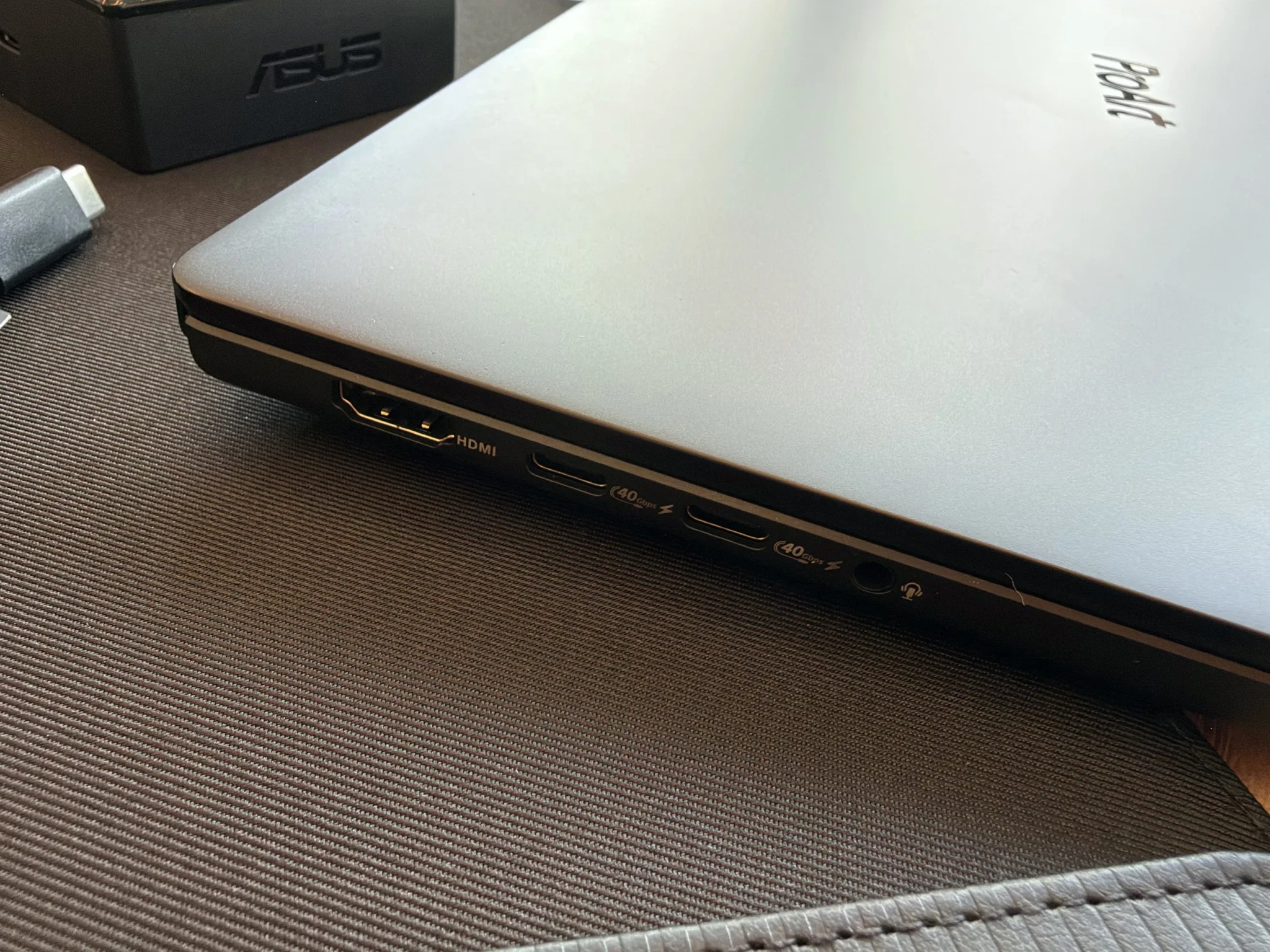 The right side of the ProArt P16 with HDMI, two USB-C ports and a 3.5mm audio jack